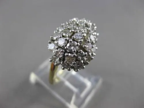 ESTATE .70CT DIAMOND 14KT WHITE & YELLOW GOLD CLUSTER COCKTAIL FUN RING #23746