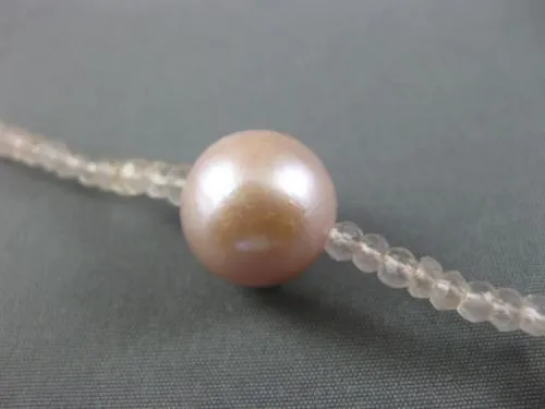 ESTATE LARGE & LONG AAA PINK PEARLS & EXTRA FACET ROSE QUARTZ TIN TOP NECKLACE