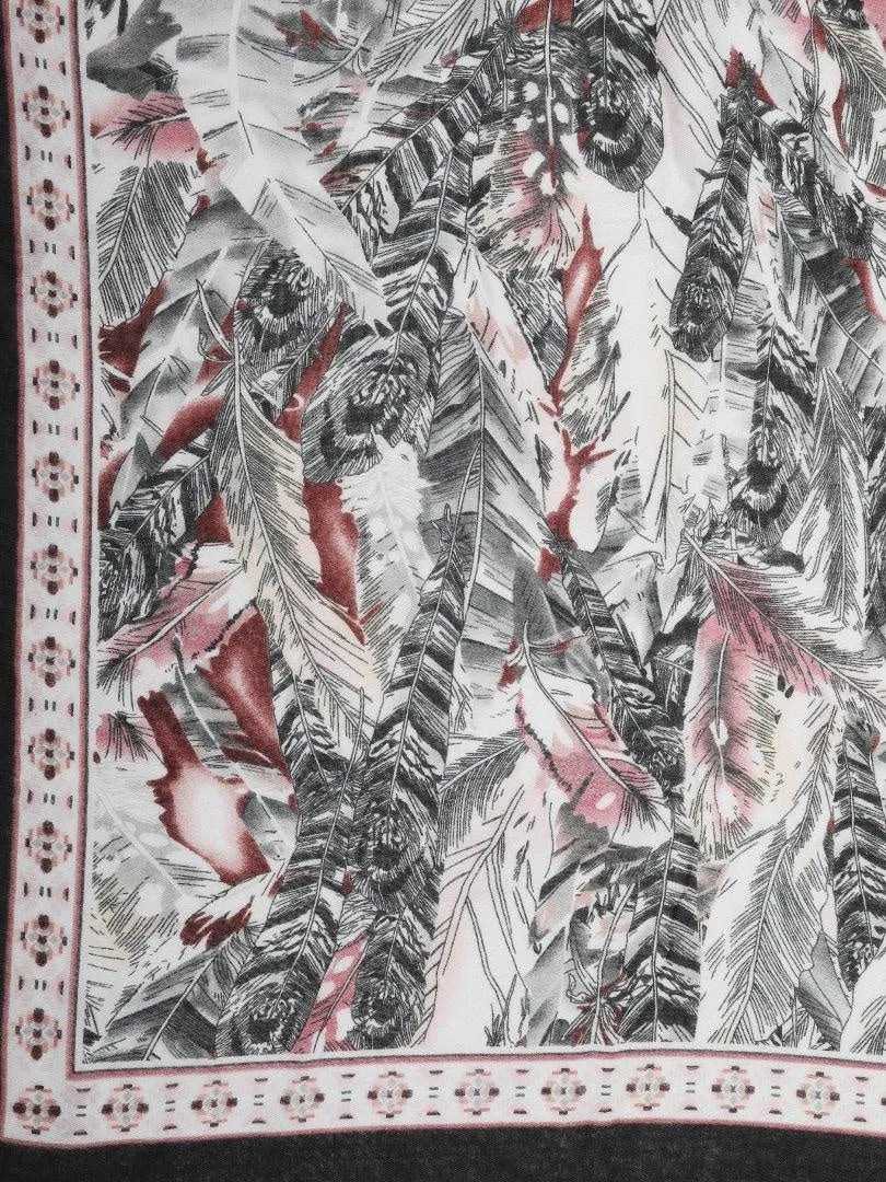 FabSeasons Floral Black Premium Printed Cotton Long Scarves