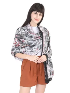 FabSeasons Floral Black Premium Printed Cotton Long Scarves