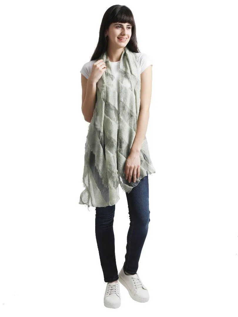 FabSeasons Green Fancy Striped Viscose Scarf for Ladies