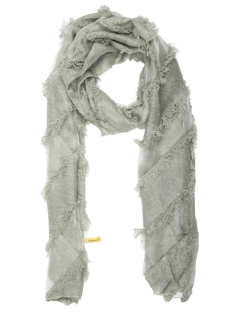 FabSeasons Green Fancy Striped Viscose Scarf for Ladies