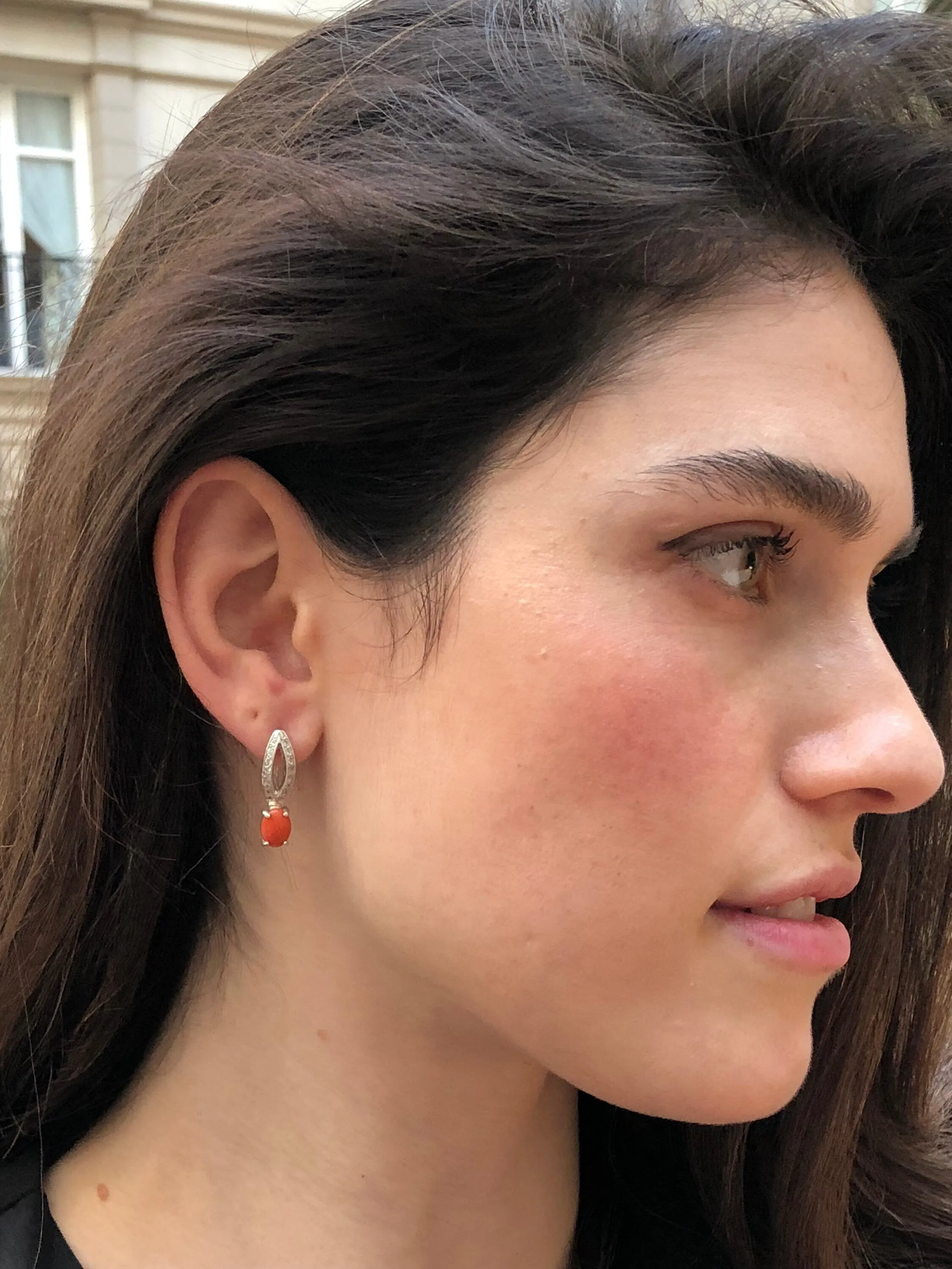 Fire Opal Earrings - Vintage Opal Earrings - Long Oval Earrings