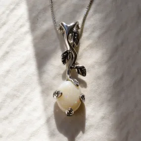Fire Opal Pendant - Opal Leaf Necklace - Branch Drop Necklace