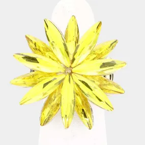Flower Yellow Crystal Marquise Stretch Ring