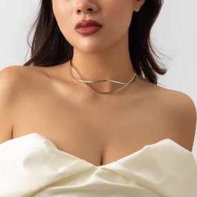 Flytonn-Jade Women Steampunk Metal Choker Necklace