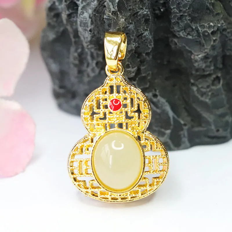 Fortune's Favor Jade Gourd Pendant