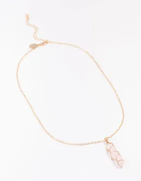 Gold Clear Quartz Wire Shard Pendant Necklace