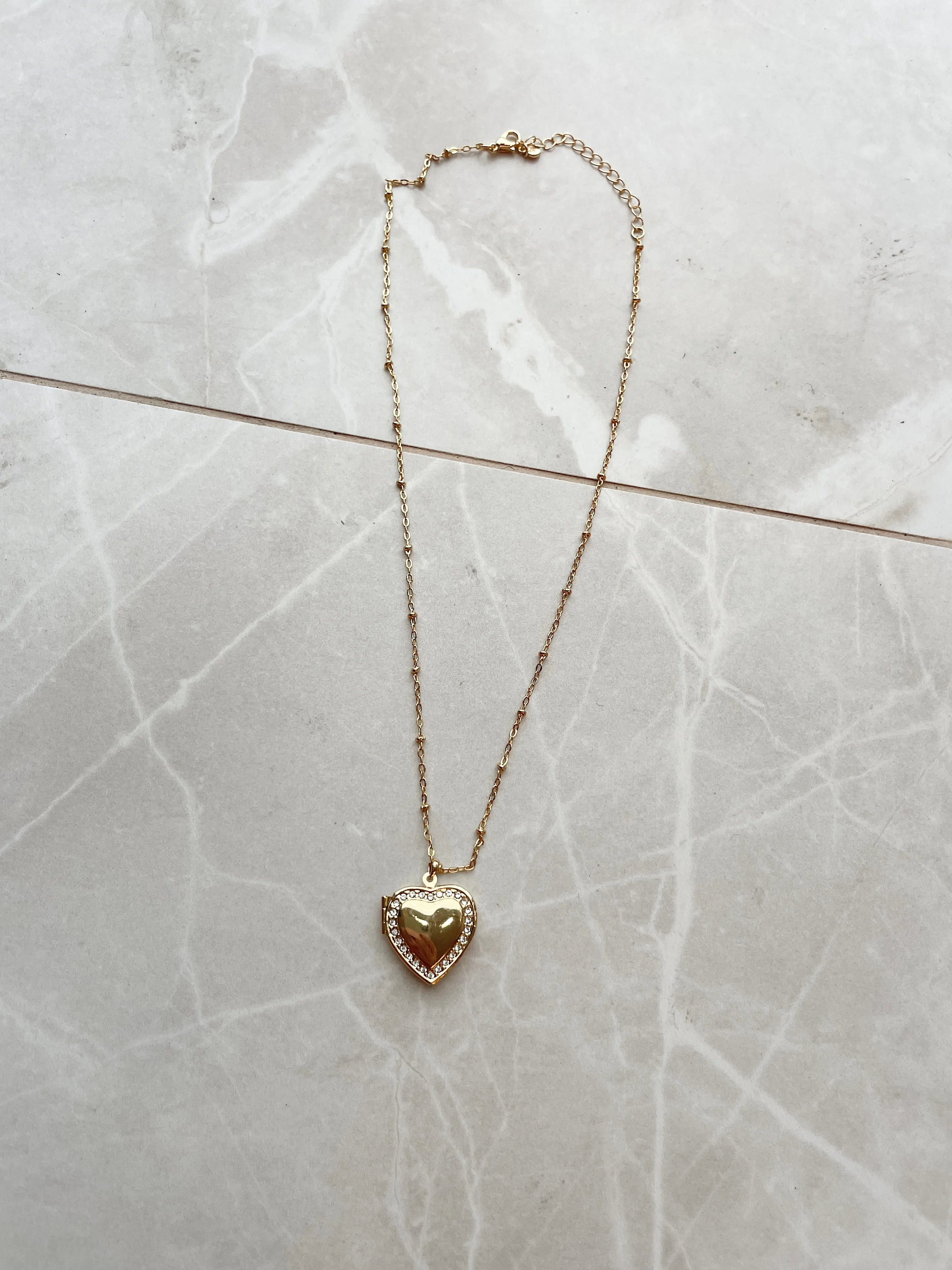 Gold Dipped Heart Locket Neklace