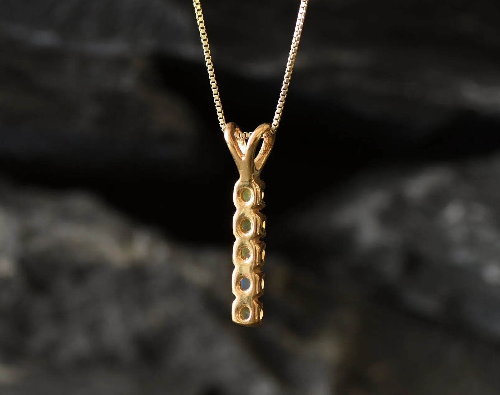 Gold Fire Opal Pendant - Natural Ethiopian Opal Necklace, October Birthstone Necklace