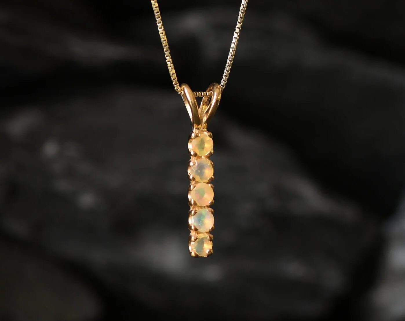 Gold Fire Opal Pendant - Natural Ethiopian Opal Necklace, October Birthstone Necklace