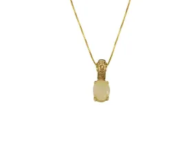Gold Fire Opal Pendant - Natural Ethiopian Opal Necklace, Oval Opal Necklace
