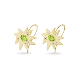 Gold Midi KAPOW! Earrings: Peridot