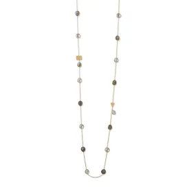 Gold Plated Labradorite and Clear Quartz Endless Necklace
