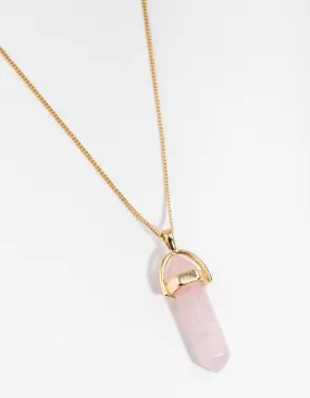 Gold Plated Semi Precious Pink Shard Necklace