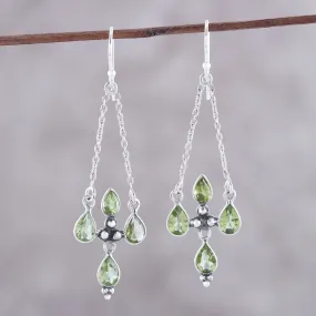 Green Flare Peridot & Sterling Silver Chandelier Earrings