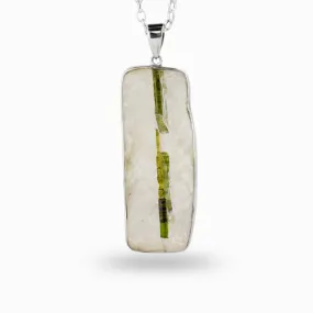 Green Tourmaline in Quartz Necklace