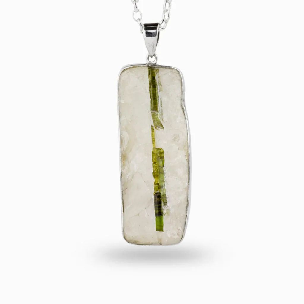 Green Tourmaline in Quartz Necklace