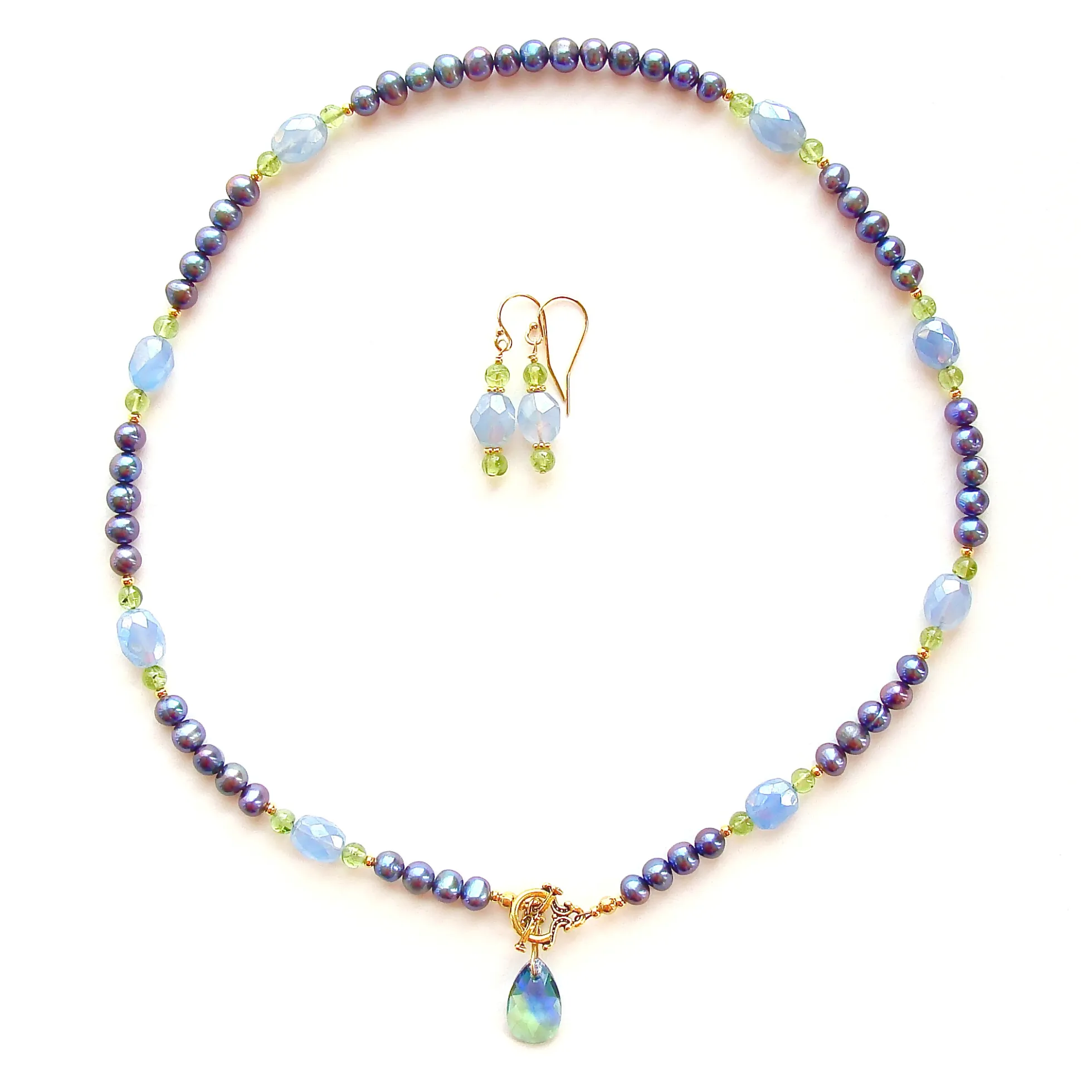 Greer: Gemstone and Pearl Necklace Set