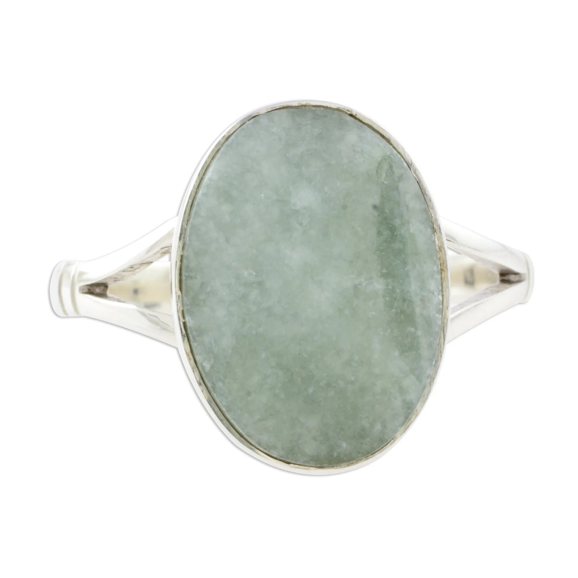 Handcrafted Faceted Jade Oval Sterling Silver Cocktail Ring - Facet Fixation | NOVICA