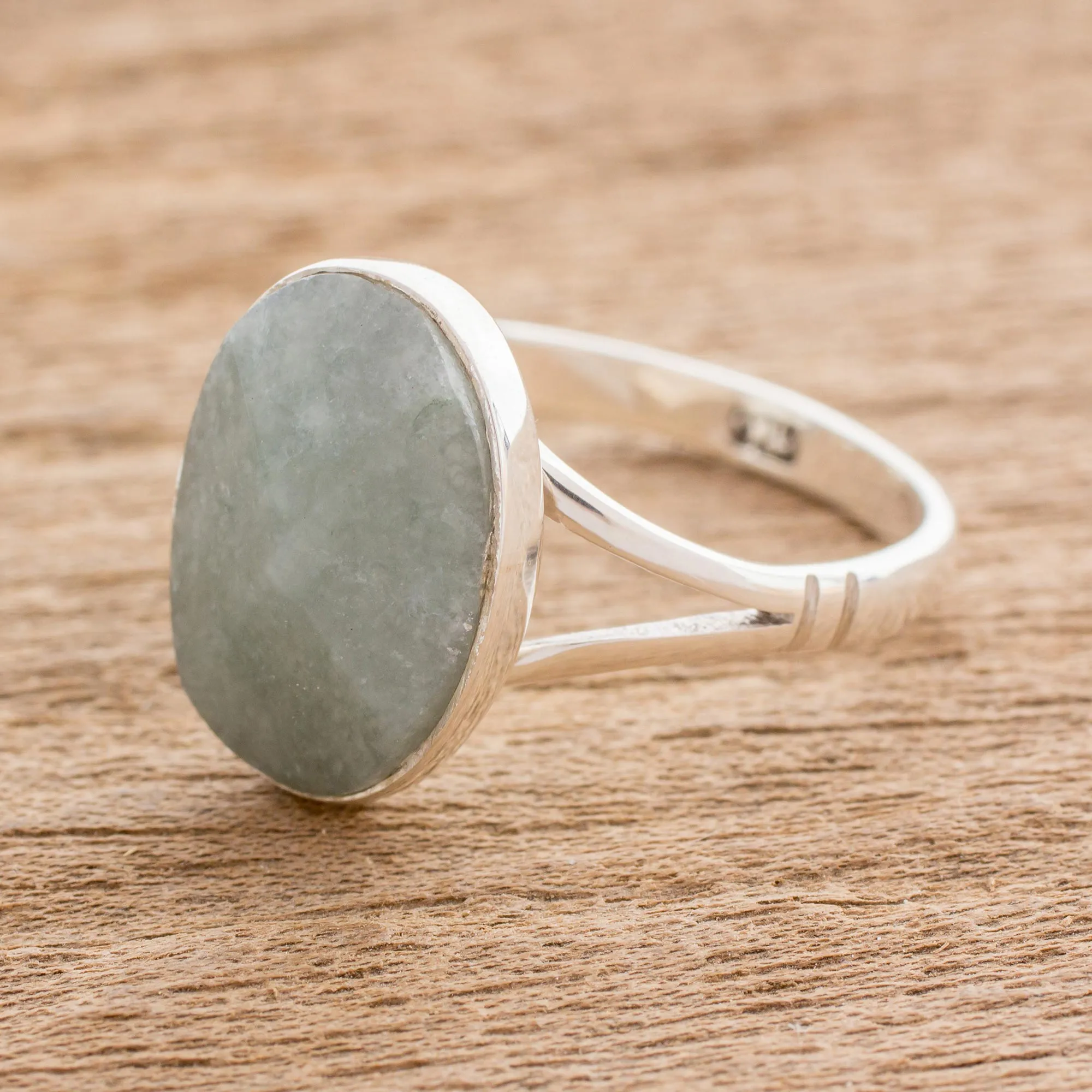 Handcrafted Faceted Jade Oval Sterling Silver Cocktail Ring - Facet Fixation | NOVICA