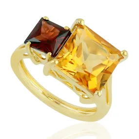 Handmade 14Kt Gold Citrine Cocktail Ring November Birthstone Jewelry  Gift