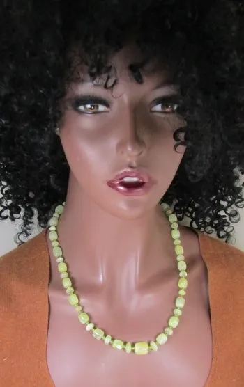 Handmade Sun Jade Designer Cut Gemstone Bead Necklace