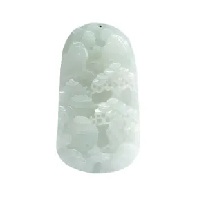 High-tech Fine Carved A Grade Myanmar Jade Pendant Landscape by Planderful Collection
