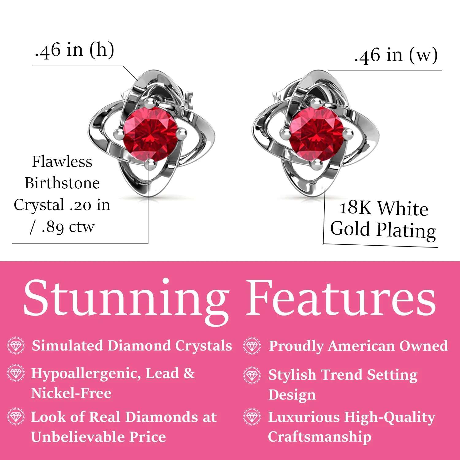 Infinity July Birthstone Peridot Earrings 18k White Gold Plated Silver Birthstone Earrings with Swarovski Crystal