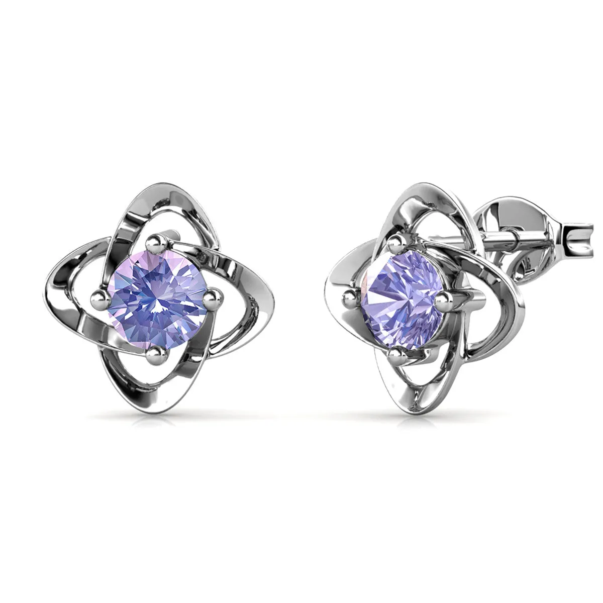 Infinity June Birthstone Peridot Earrings 18k White Gold Plated Silver Birthstone Earrings with Swarovski Crystal