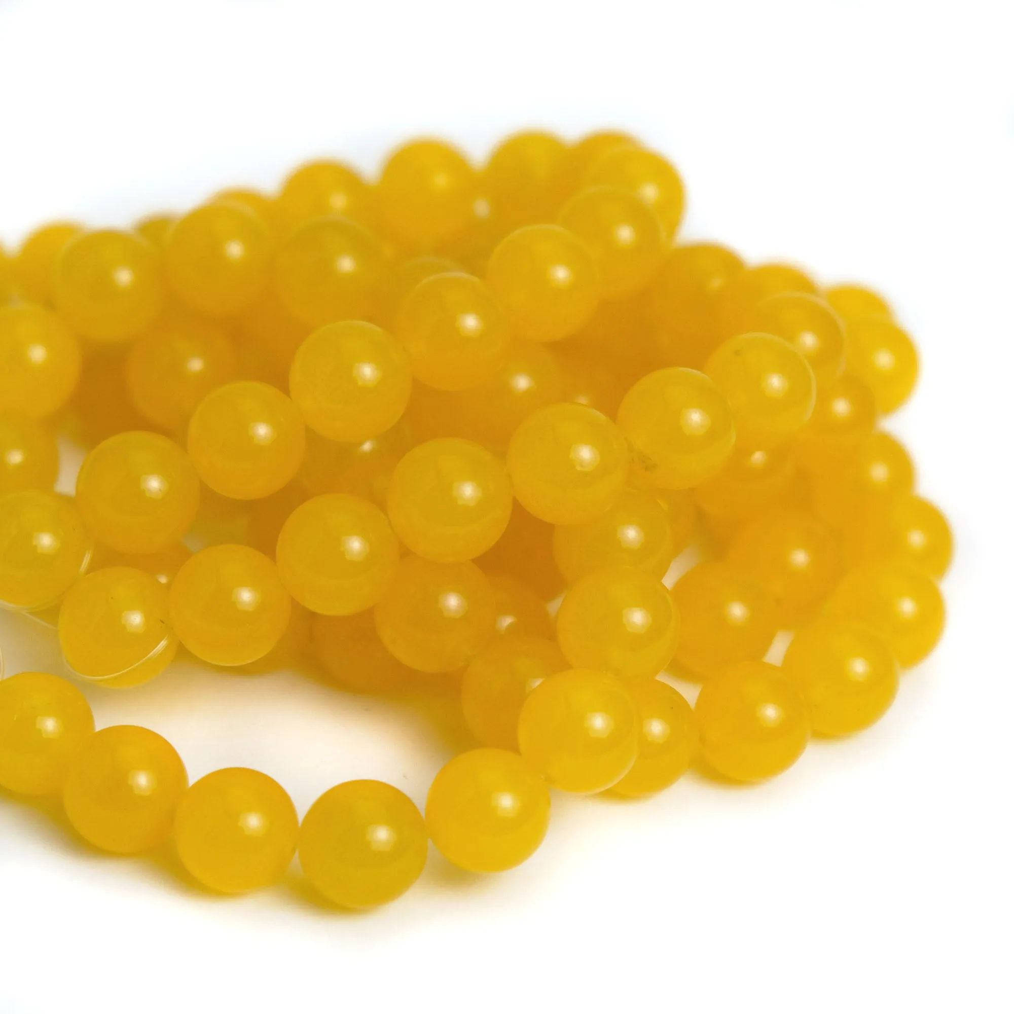 Jade Yellow 12mm Smooth Rounds Strand
