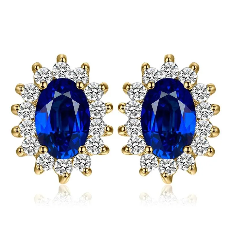 JPECJ258 Stud Earrings Charm Jewelry - Created Sapphire Ruby 925 Sterling Silver