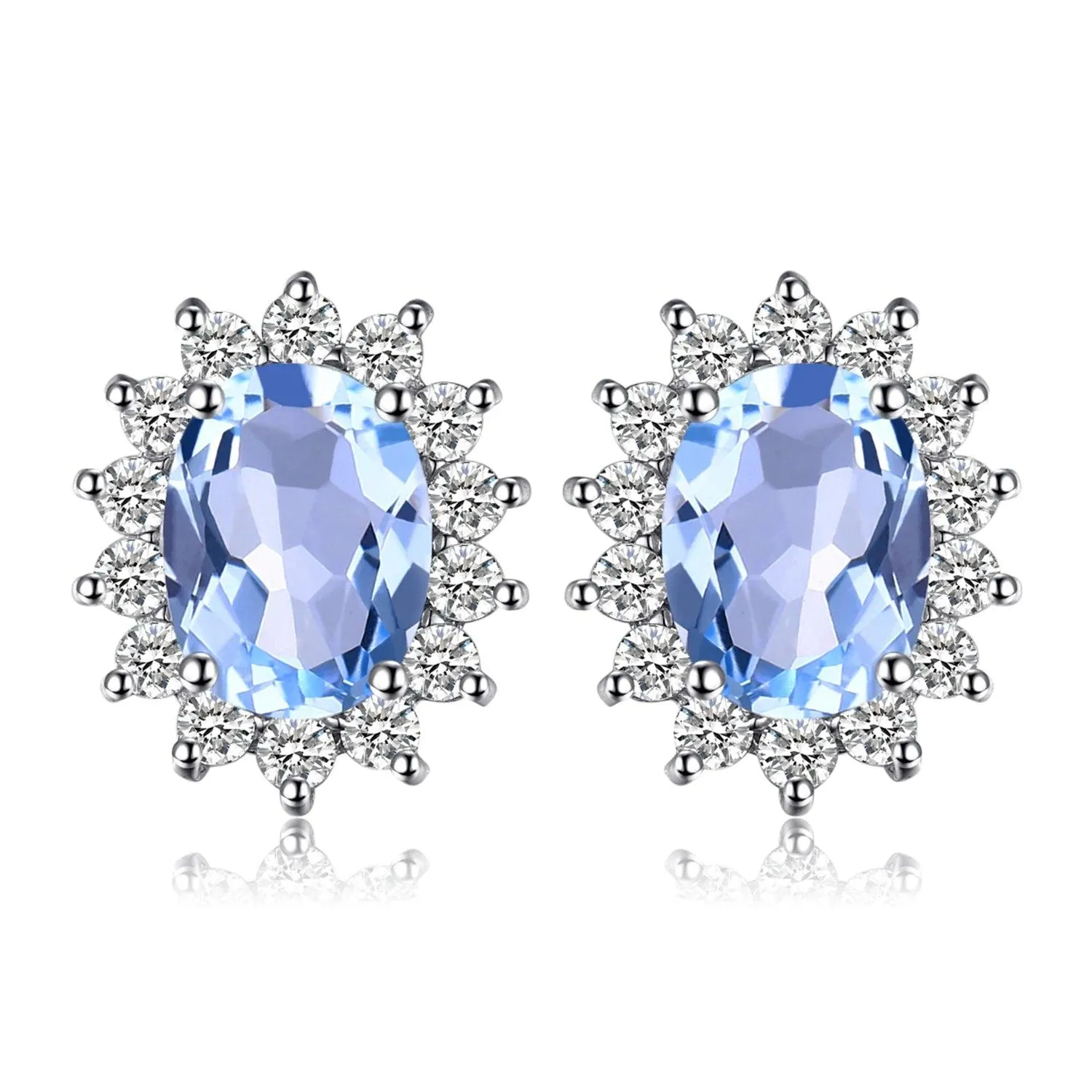 JPECJ258 Stud Earrings Charm Jewelry - Created Sapphire Ruby 925 Sterling Silver