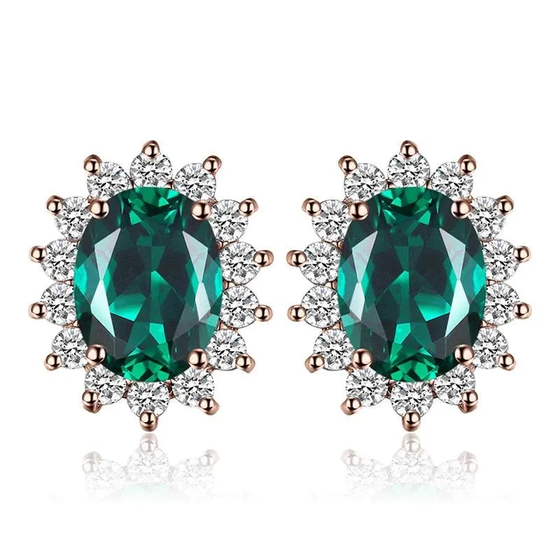 JPECJ258 Stud Earrings Charm Jewelry - Created Sapphire Ruby 925 Sterling Silver