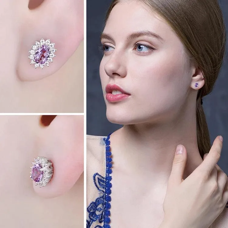 JPECJ258 Stud Earrings Charm Jewelry - Created Sapphire Ruby 925 Sterling Silver