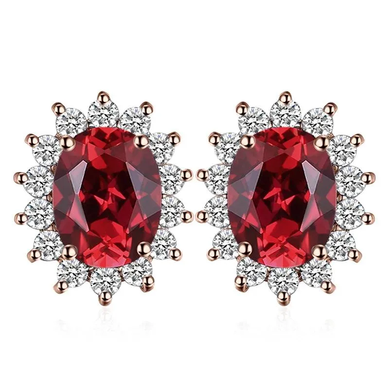 JPECJ258 Stud Earrings Charm Jewelry - Created Sapphire Ruby 925 Sterling Silver