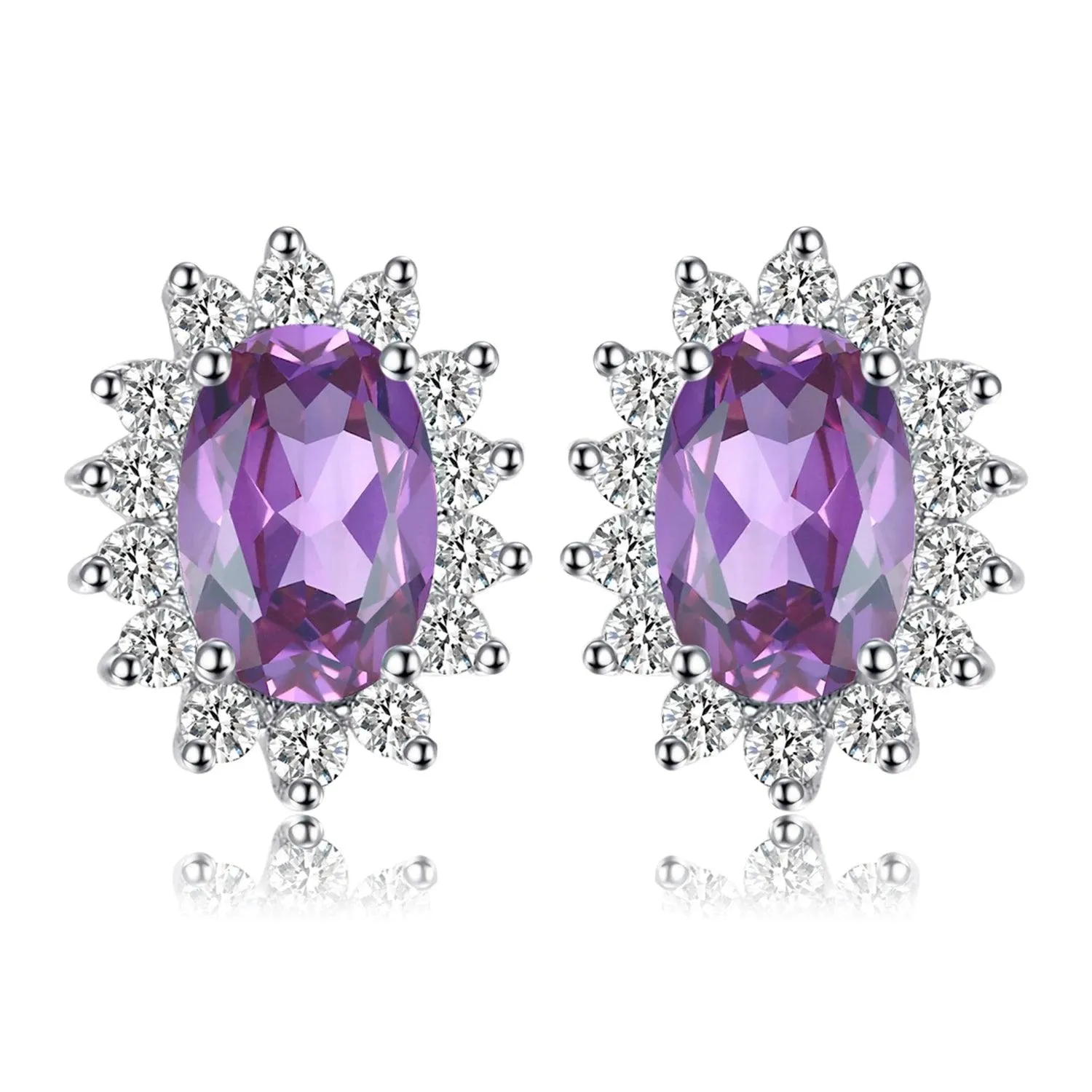 JPECJ258 Stud Earrings Charm Jewelry - Created Sapphire Ruby 925 Sterling Silver