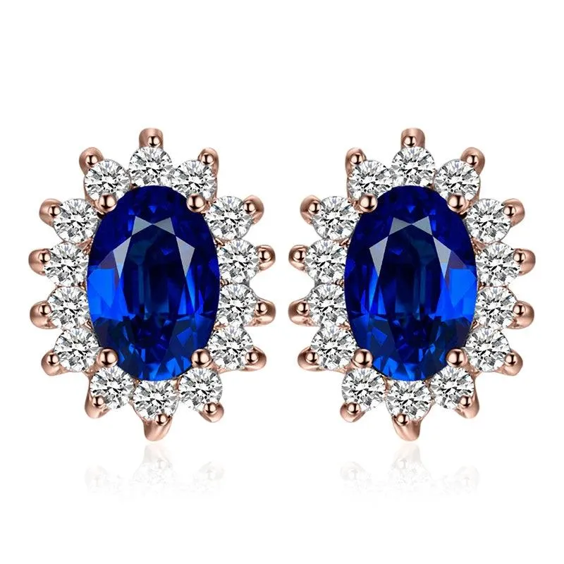 JPECJ258 Stud Earrings Charm Jewelry - Created Sapphire Ruby 925 Sterling Silver