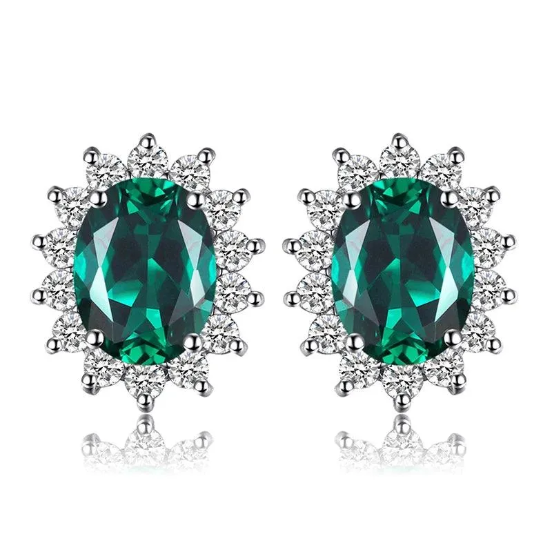 JPECJ258 Stud Earrings Charm Jewelry - Created Sapphire Ruby 925 Sterling Silver
