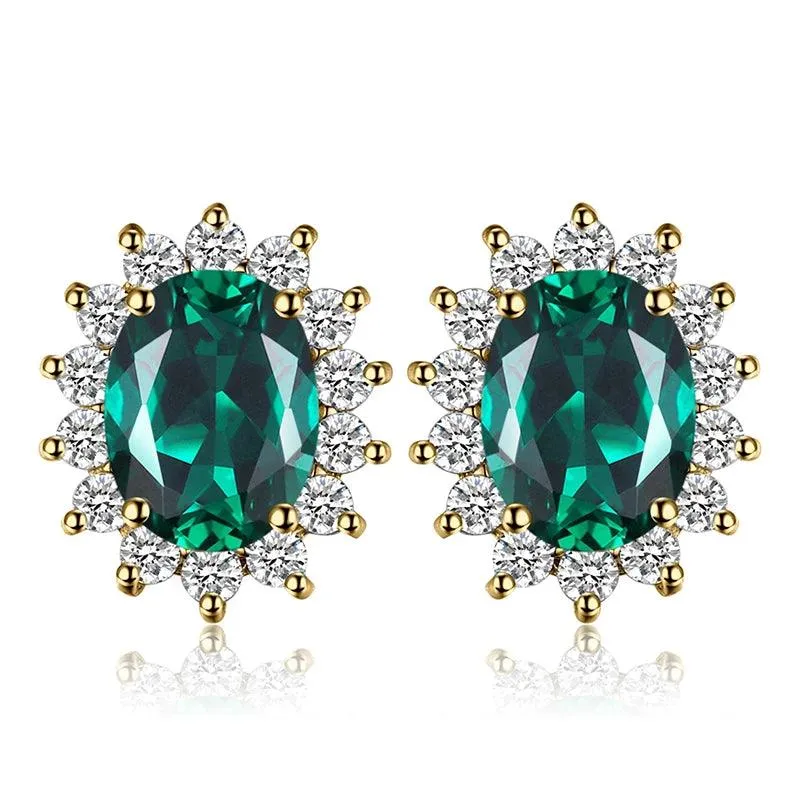 JPECJ258 Stud Earrings Charm Jewelry - Created Sapphire Ruby 925 Sterling Silver