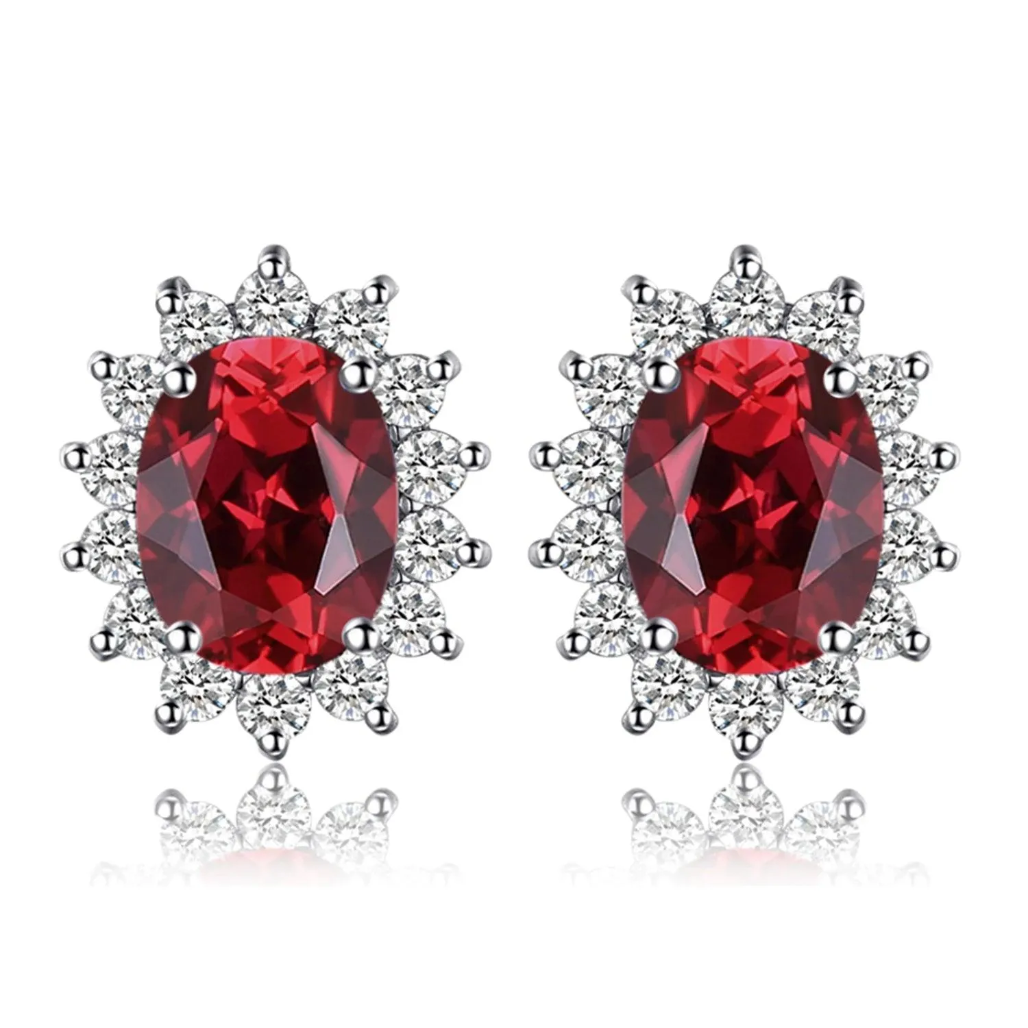 JPECJ258 Stud Earrings Charm Jewelry - Created Sapphire Ruby 925 Sterling Silver