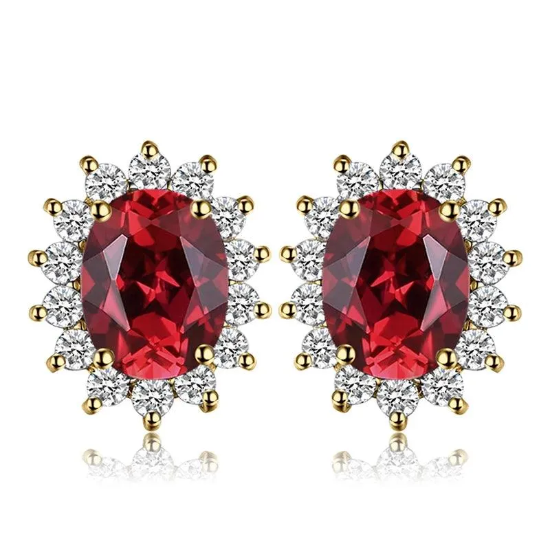 JPECJ258 Stud Earrings Charm Jewelry - Created Sapphire Ruby 925 Sterling Silver