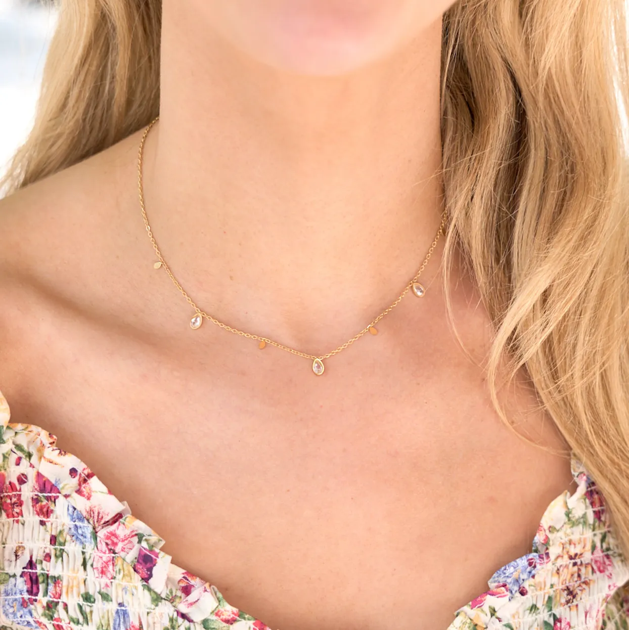 Kate Crystal Tear Drop Necklace