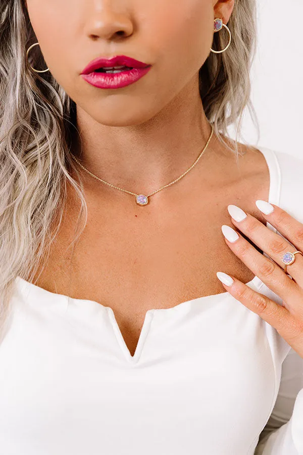 Kendra Scott Davie Gold Pendant Necklace in Lavender Kyocera Opal