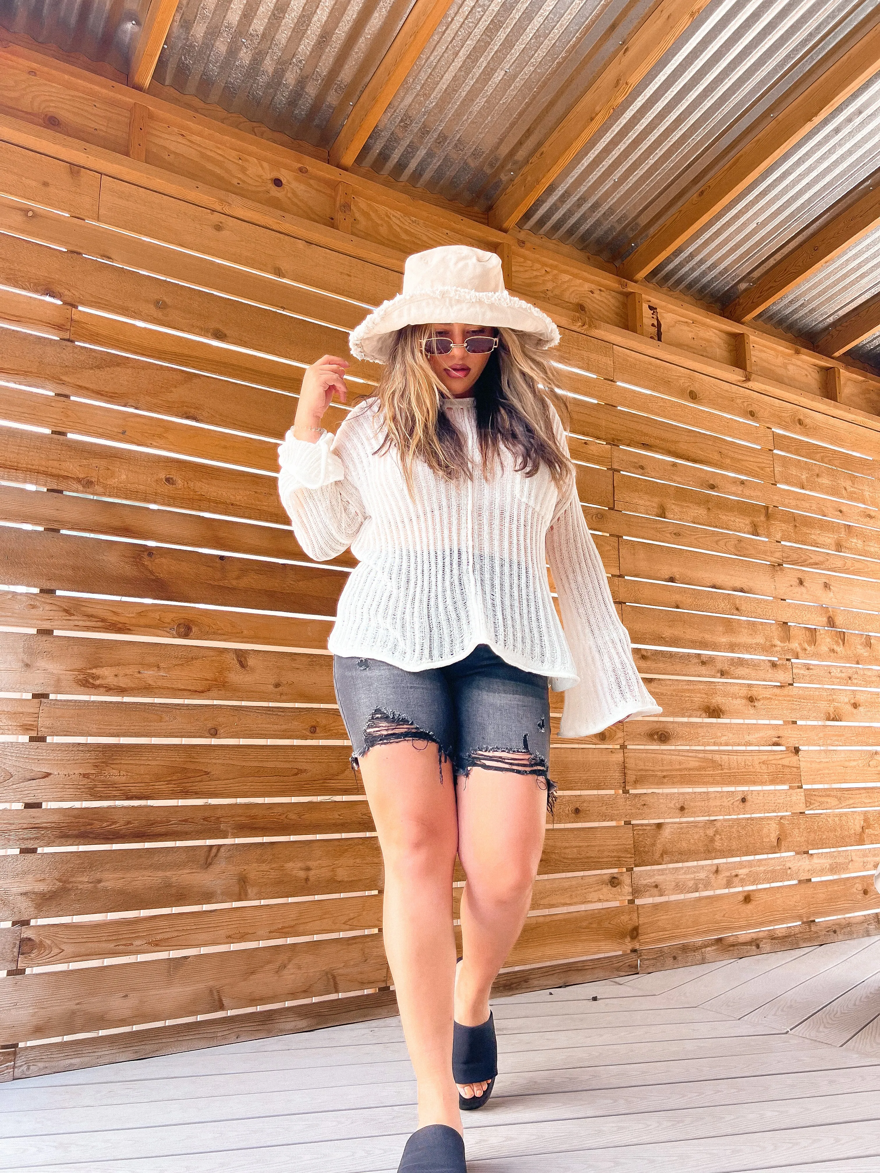 la rad gipsy frayed denim bucket hat