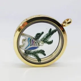 Large Gold Under The Sea Charm Locket For A Necklace