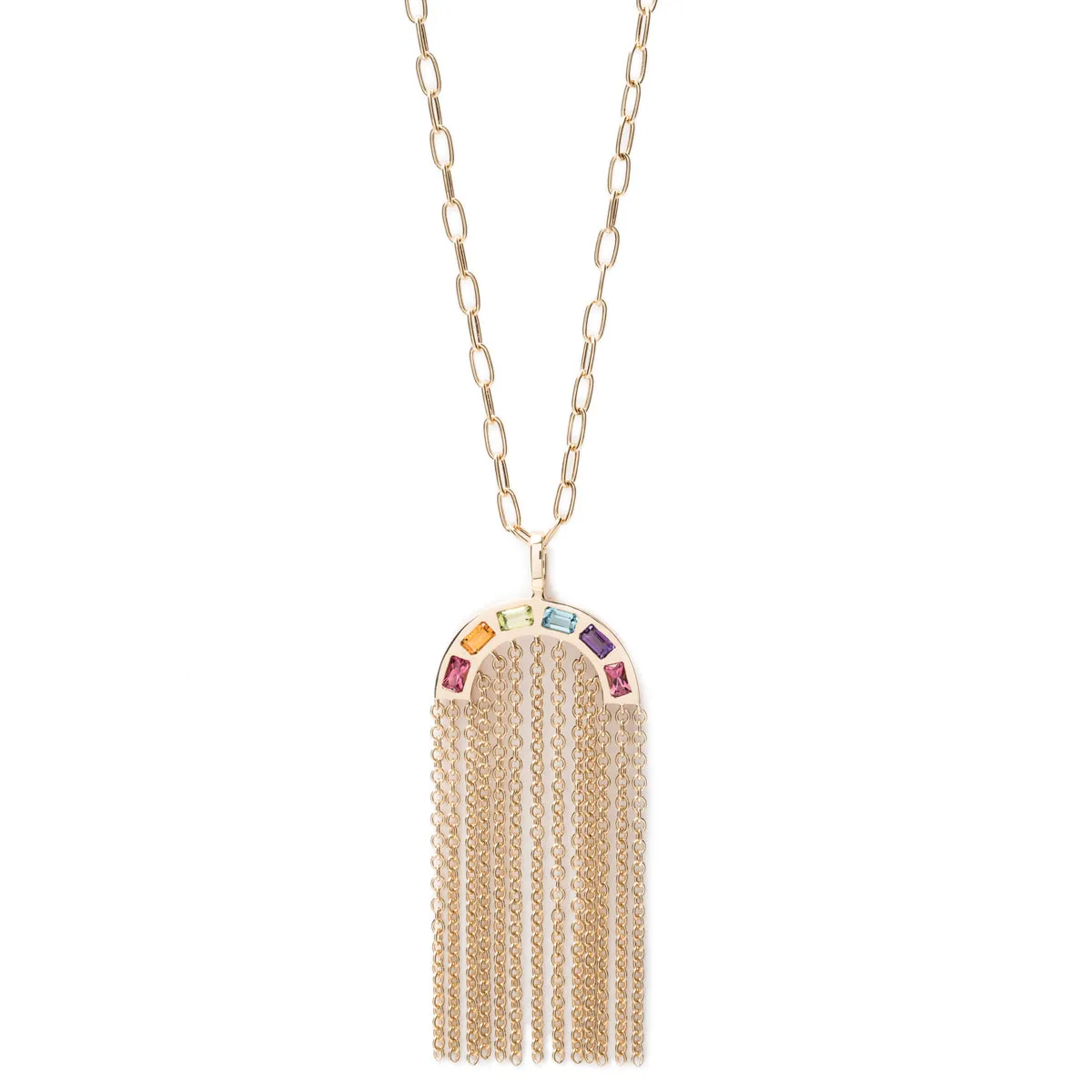 Large Rainbow Tassel Pendant