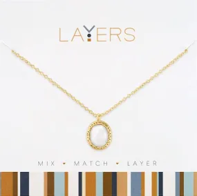 LAY175G Gold Oval Opal Necklace