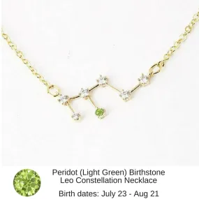 Leo Constellation Zodiac Necklace with Peridot Birthstone - "Star Candy"