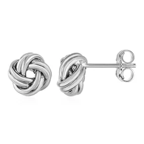 Love Knot Post Earrings in 14k White Gold Weight 1.3 grams